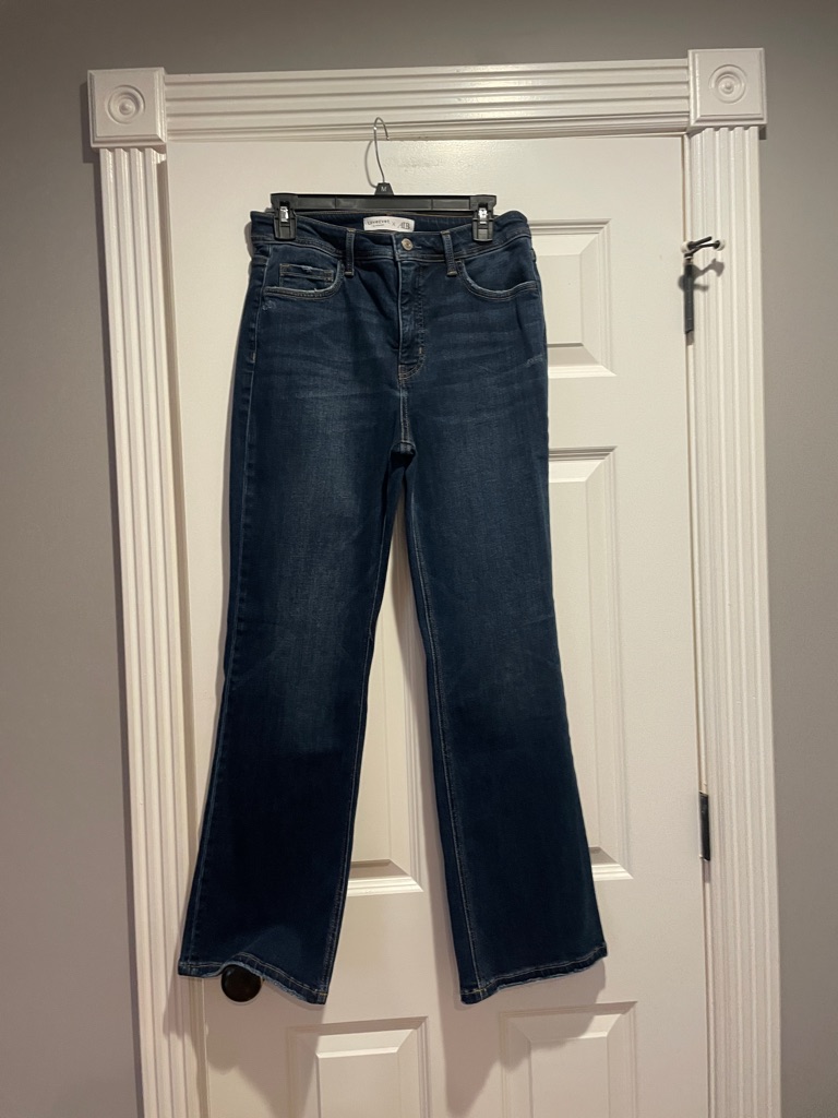 Women's Dark Blue Flare Jeans Classic Mid-Rise